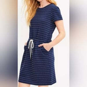 Lou & Gray Drawstring Cotton Blend Mini Dress with Pockets, Blue & White, Size S